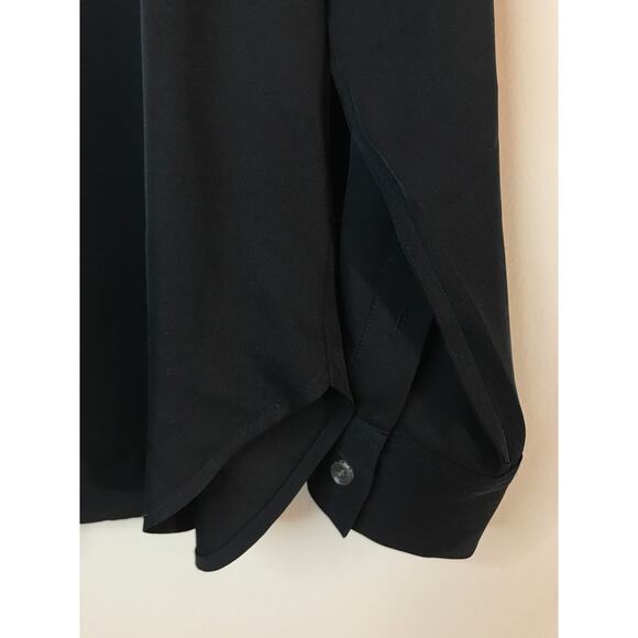 Theory Black Silk Long Sleeve Blouse M Luxury Professional - Picture 5 of 10